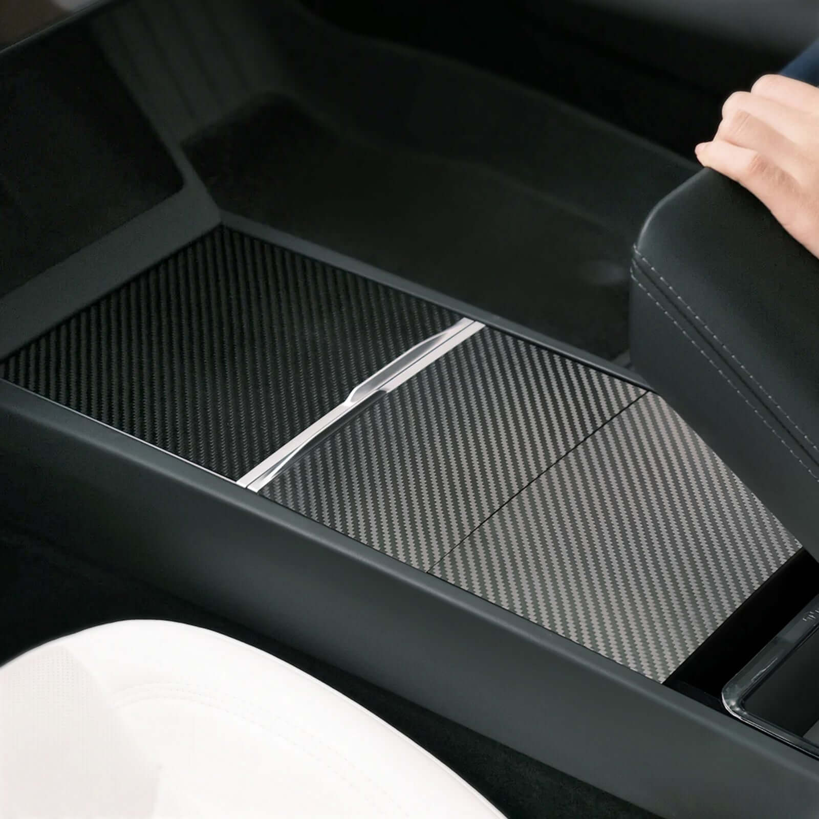 Tesla Model 3 Highland 2024  & Model Y Juniper 2025 interior with real carbon fiber center console cover in matte black