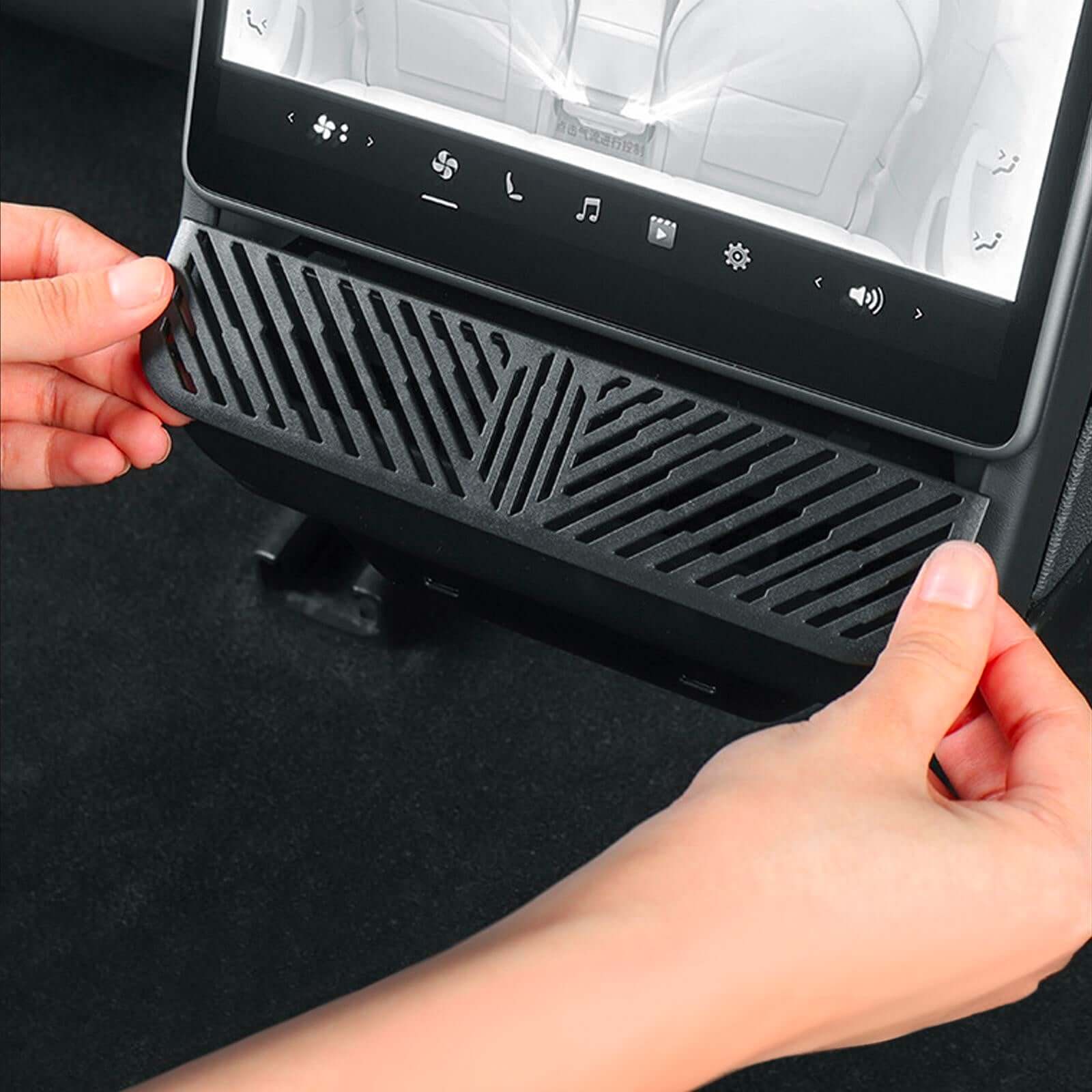 Tesla Model Y Juniper 2025 Under Seat/Rear Air Vent Cover installation demonstration for easy fit